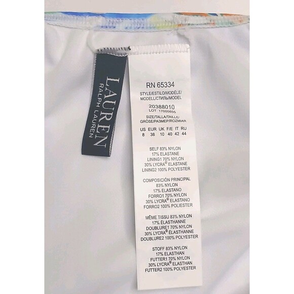 LAUREN Ralph Lauren Swimsuit Sz 8 Ruffle V-neck One Piece Multi Print - Picture 10 of 15
